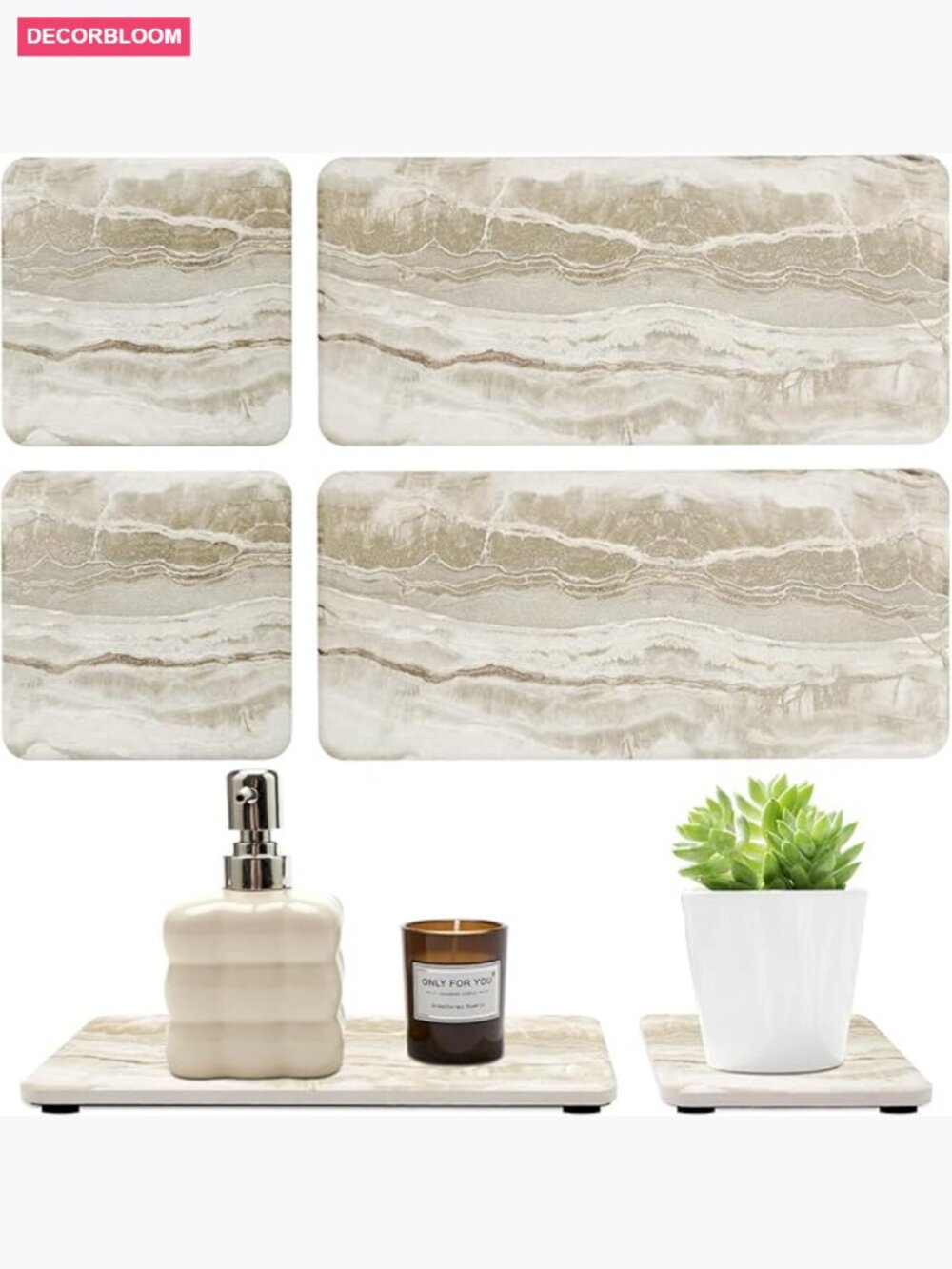 Set of 4 Quick Dry Diatomite Kitchen Sink Soap Tray Coasters